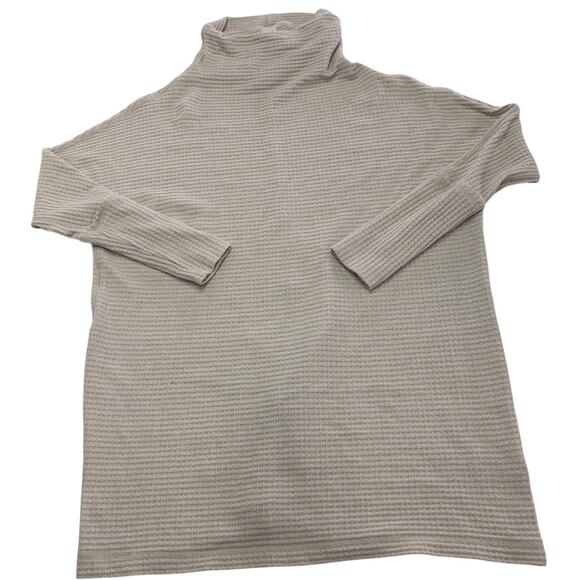 Free People Sweater Women Medium Cream Kitty Thermal Top Waffle Knit We the Free - Picture 2 of 10